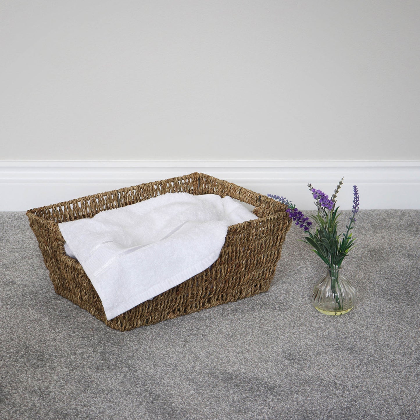 Set of 6 Seagrass Rectangular Storage Basket