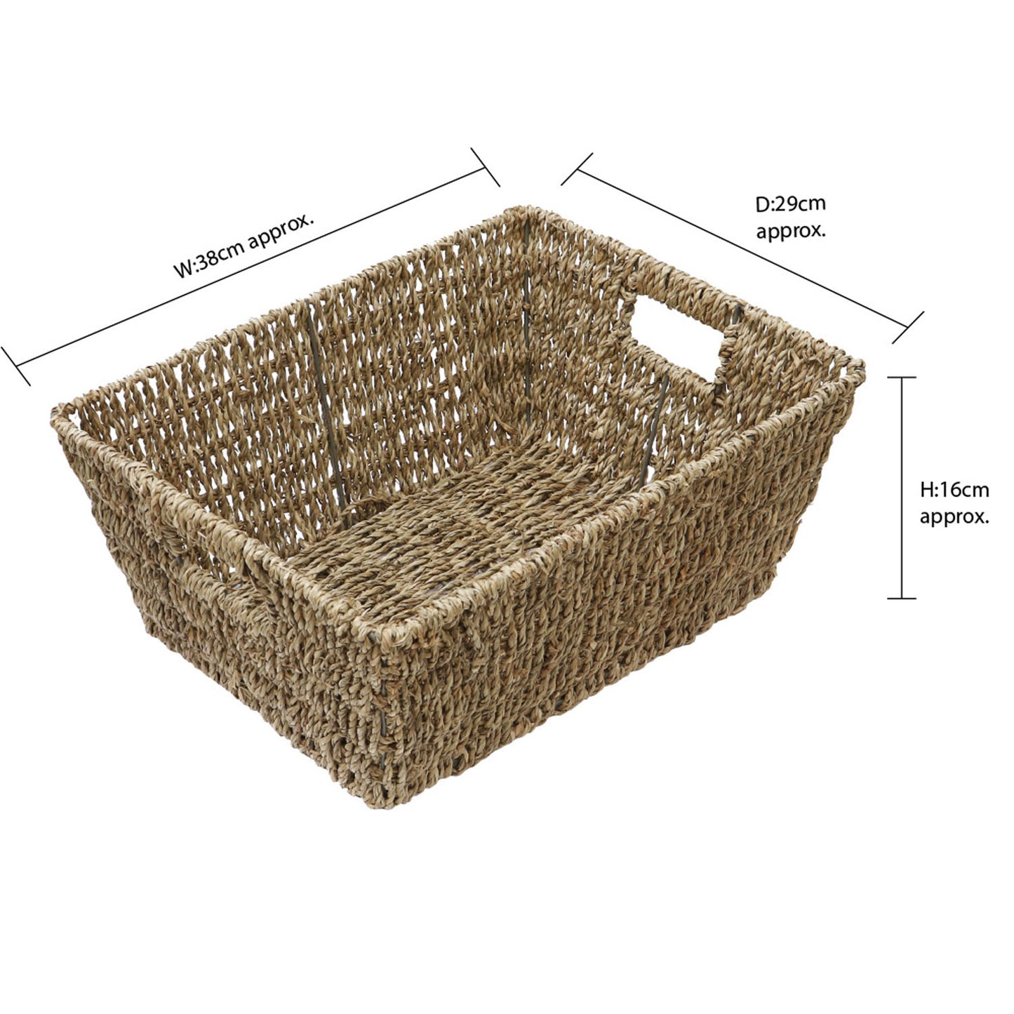 Set of 6 Seagrass Rectangular Storage Basket