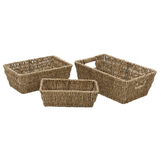 Seagrass Set Of 3 Rectangular Tapered Storage Baskets