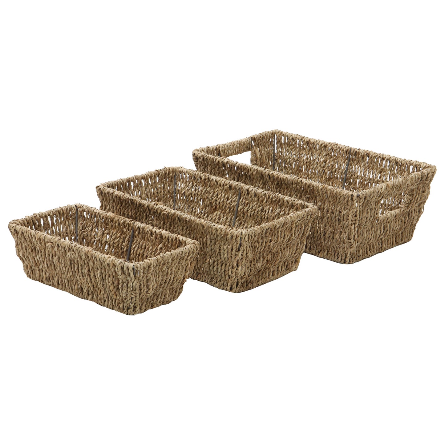 Seagrass Set Of 3 Rectangular Tapered Storage Baskets