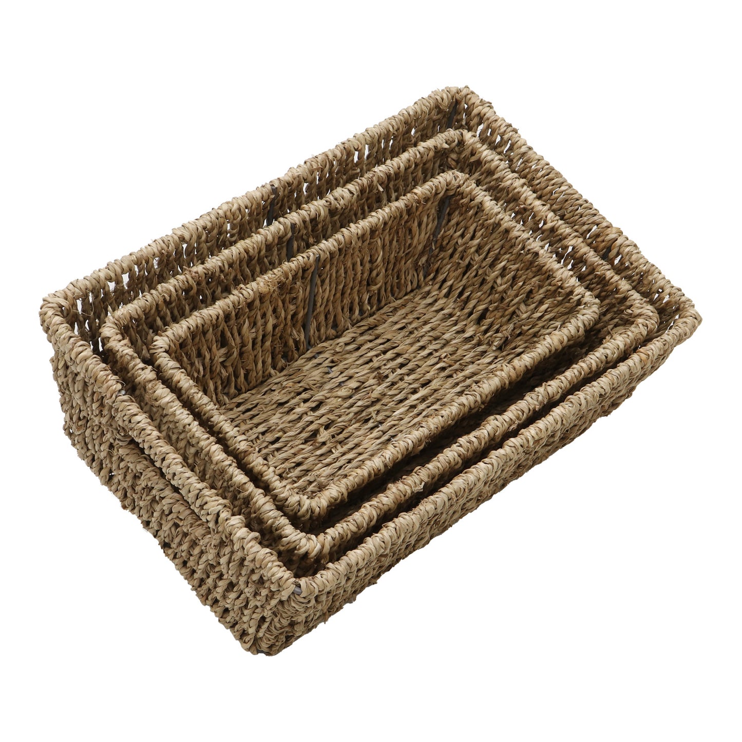 Seagrass Set Of 3 Rectangular Tapered Storage Baskets