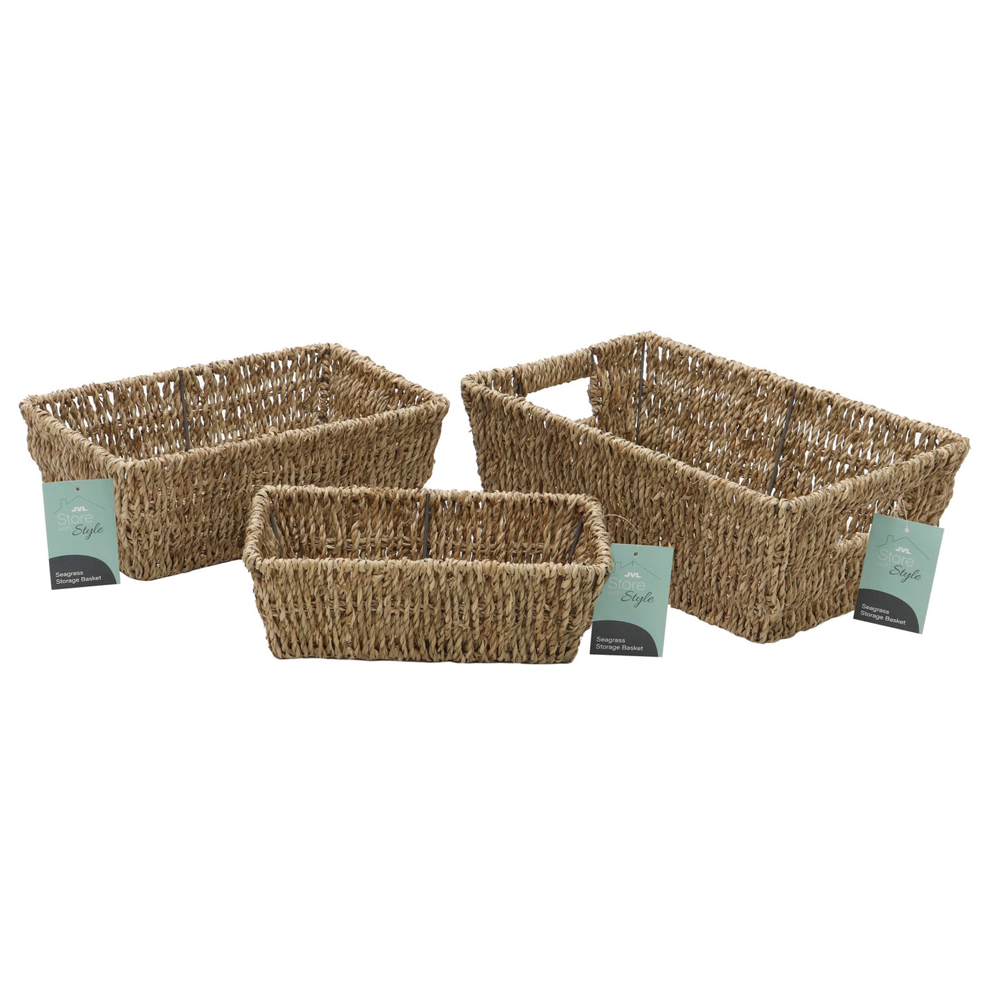 Seagrass Set Of 3 Rectangular Tapered Storage Baskets