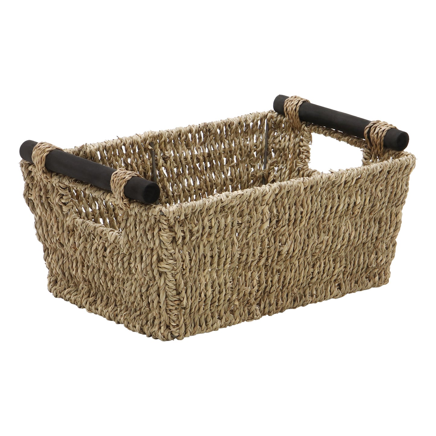 Seagrass Set Of 3 Rectangular Storage Baskets (Wood Handles)