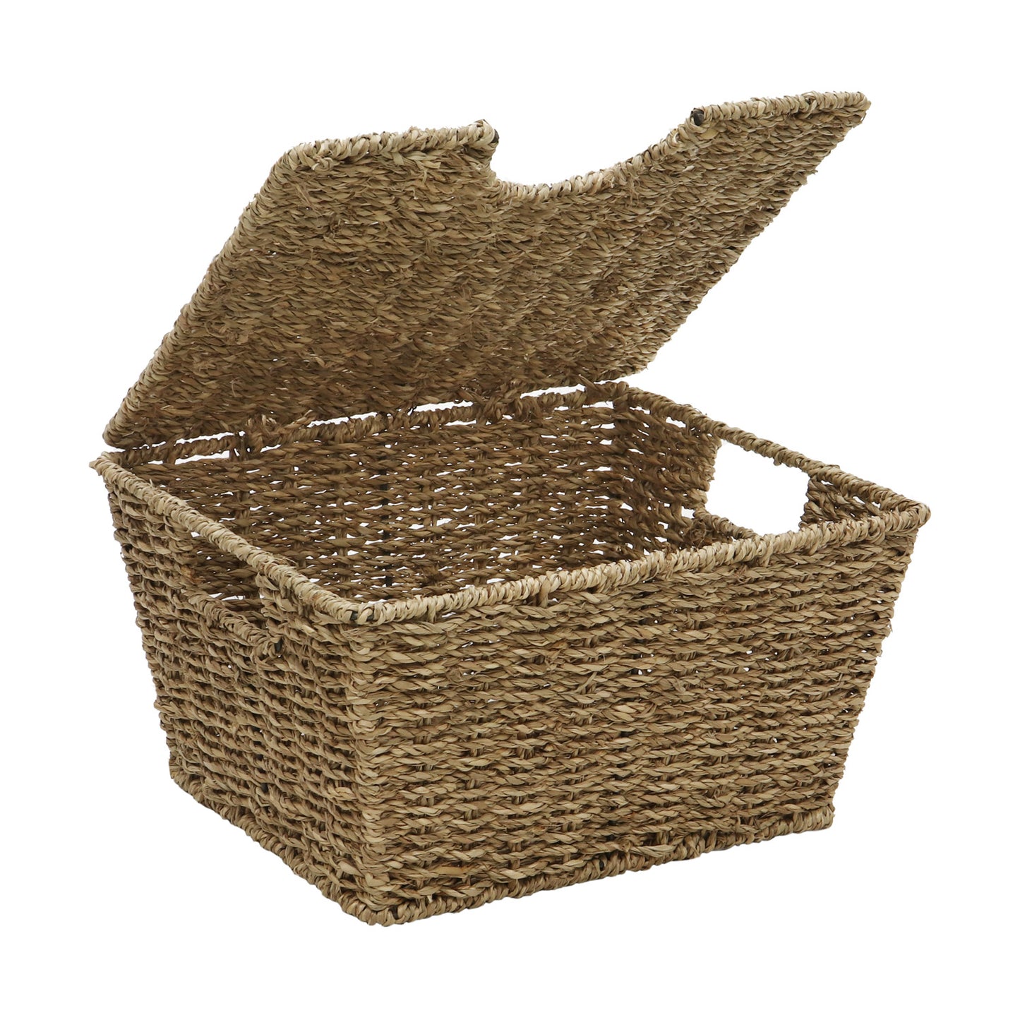Seagrass Set Of 3 Rectangular Storage Baskets (2 With Lids)
