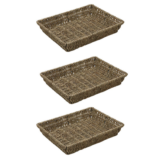 Set of 3 Seagrass Rectangular Storage Tray