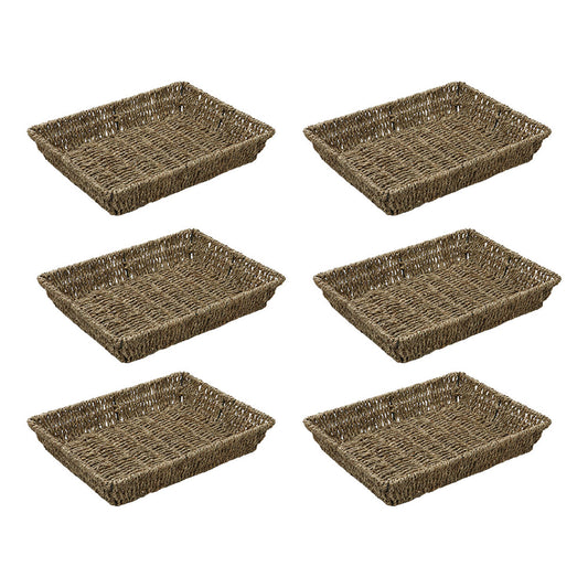 Set of 6 Seagrass Rectangular Storage Tray