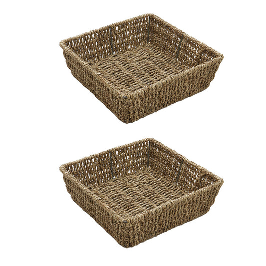Set of 2 Seagrass Square Storage Tray