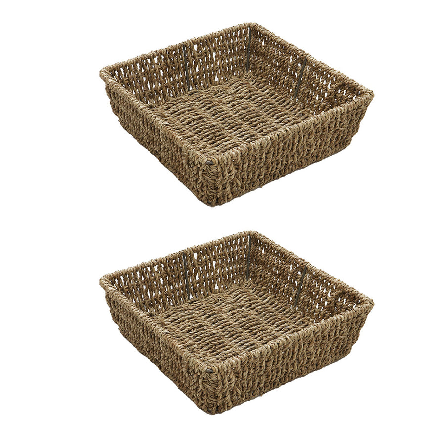 Set of 2 Seagrass Square Storage Tray
