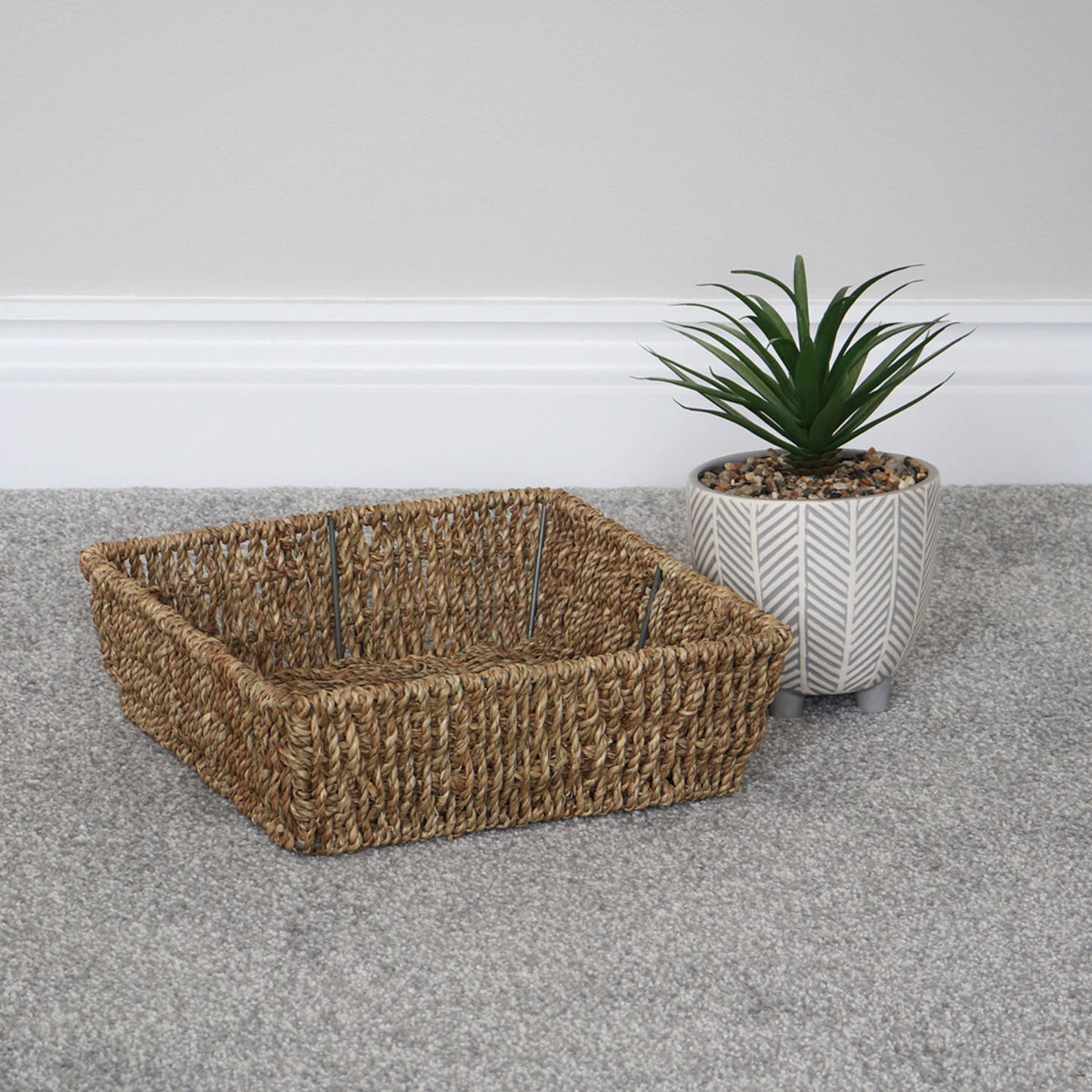 Set of 2 Seagrass Square Storage Tray