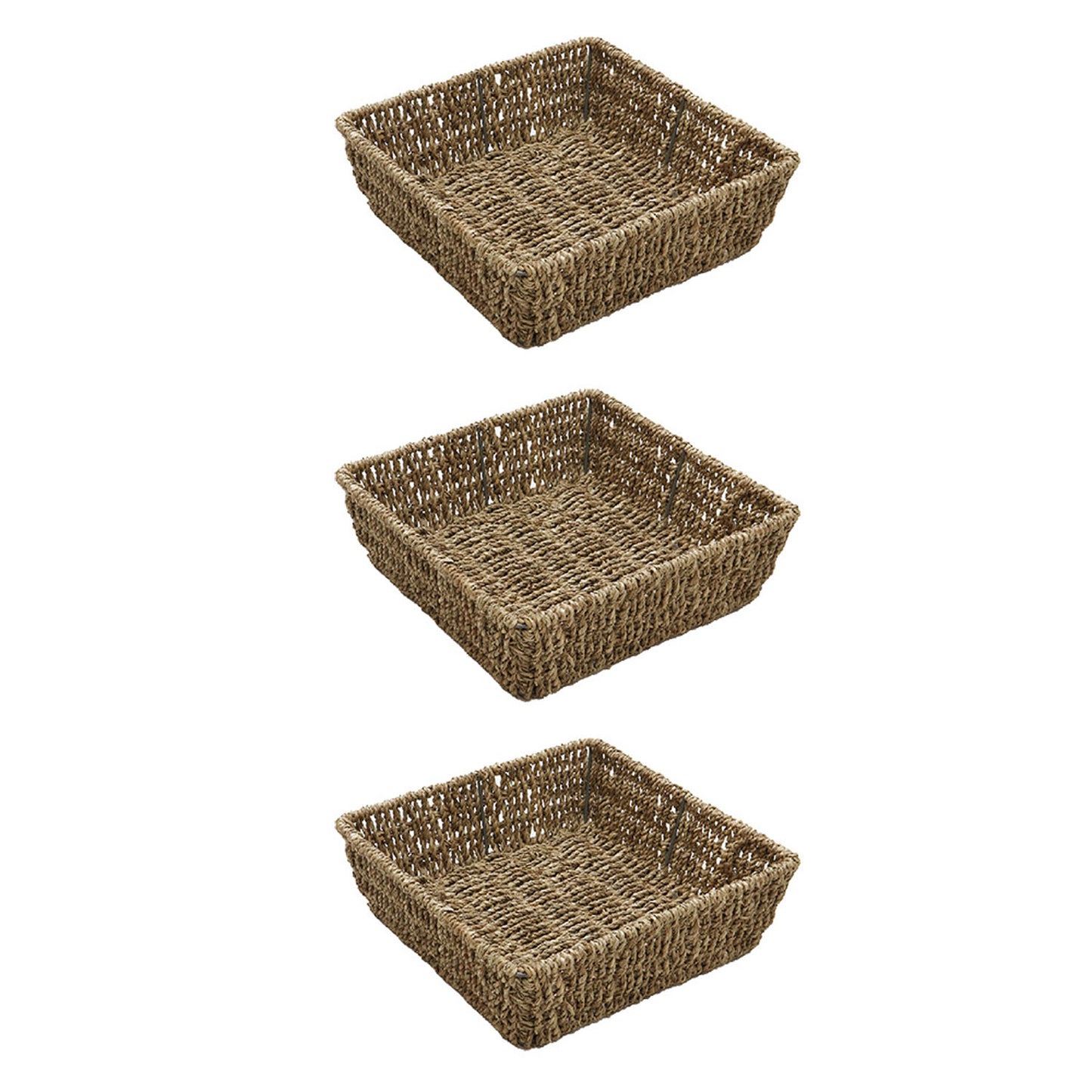 Set of 3 Seagrass Square Storage Tray