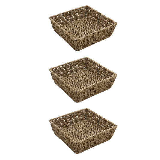 Set of 3 Seagrass Square Storage Tray