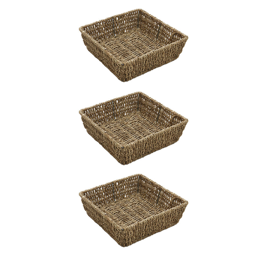 Set of 3 Seagrass Square Storage Tray