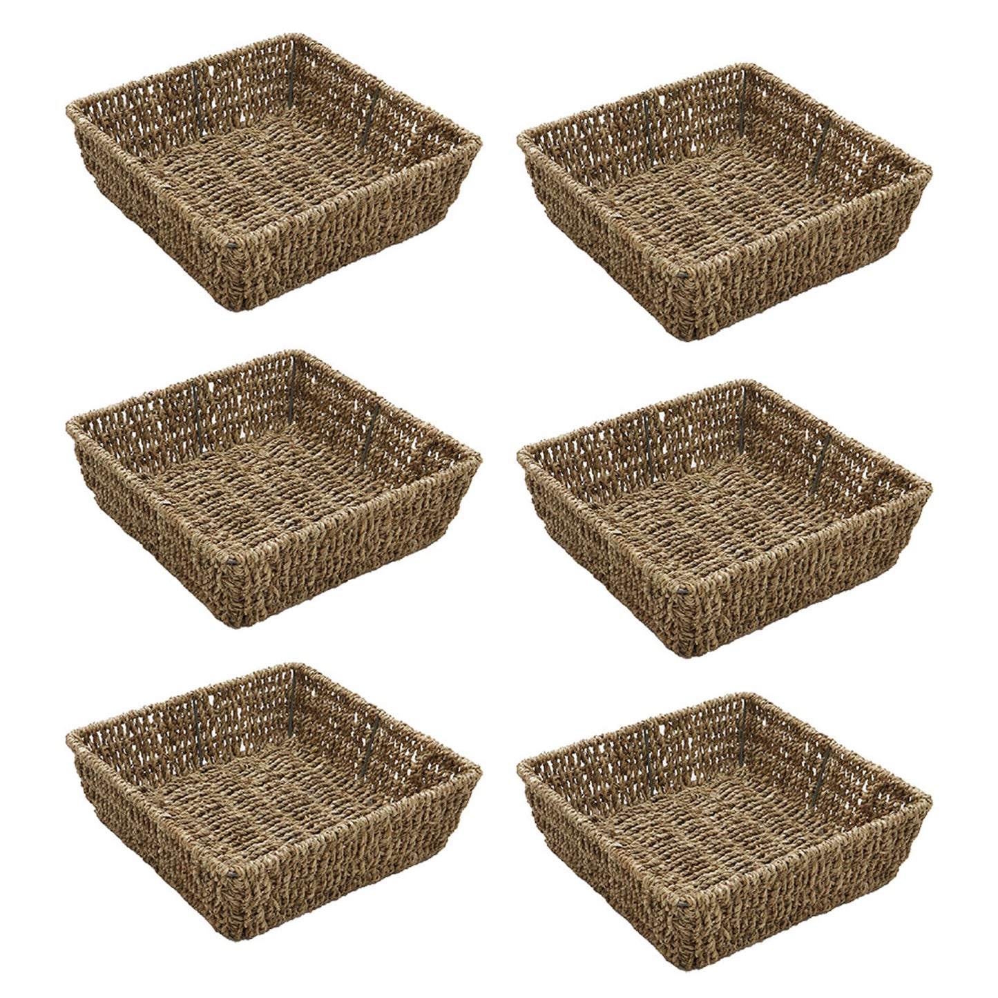 Set of 6 Seagrass Square Storage Tray