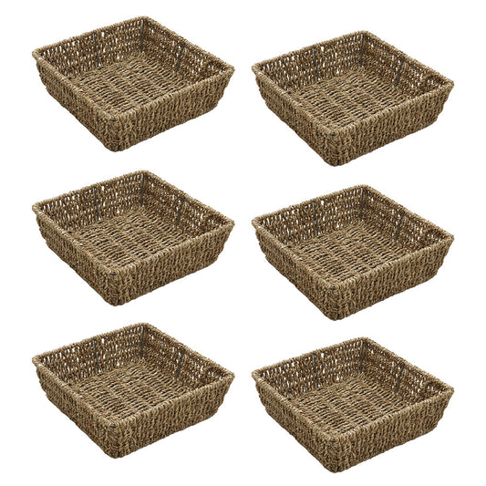 Set of 6 Seagrass Square Storage Tray
