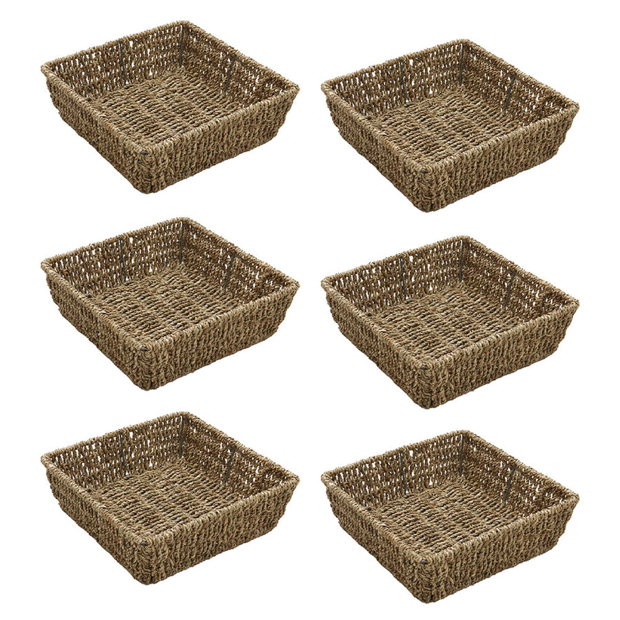 Set of 6 Seagrass Square Storage Tray