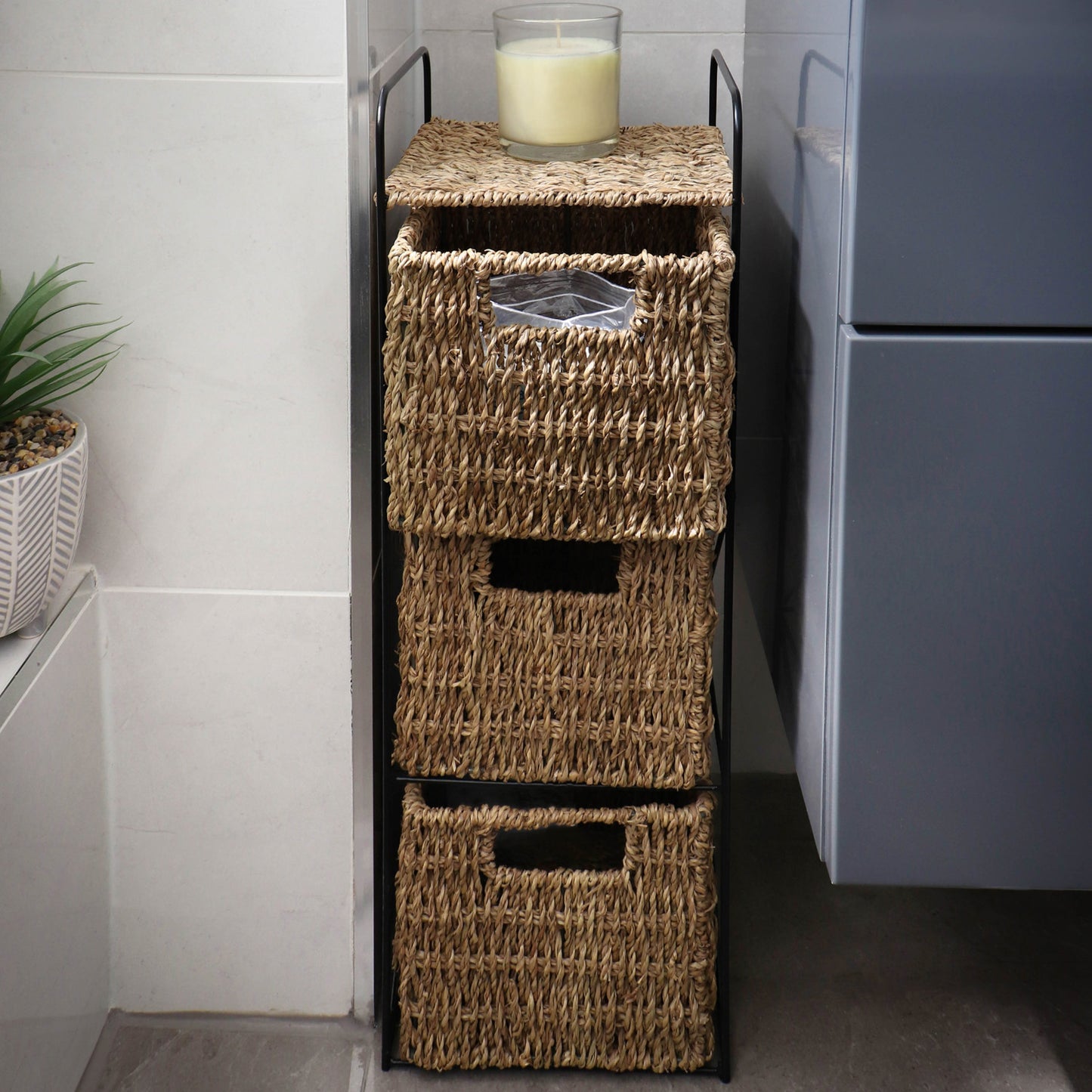 Seagrass 3 Drawer Storage Tower