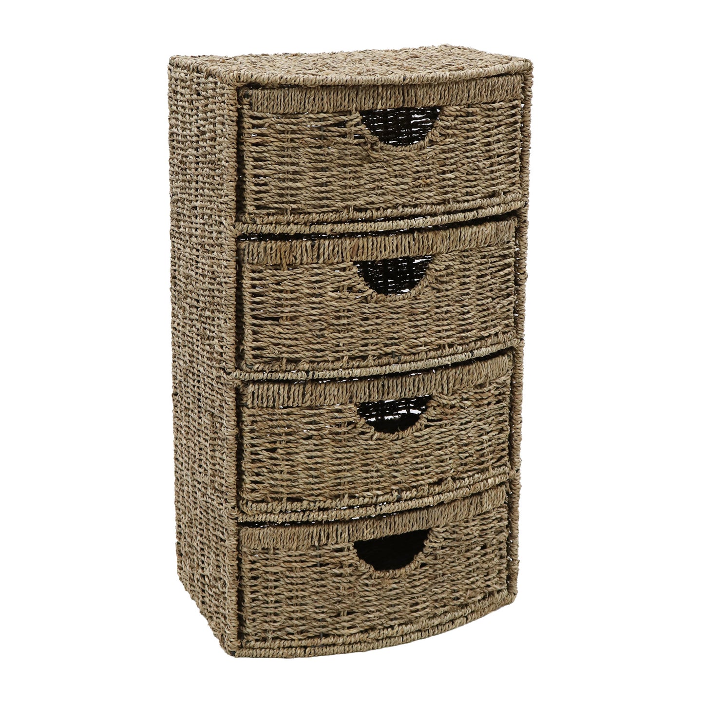 Seagrass 4 Drawer Bow Front Storage Tower