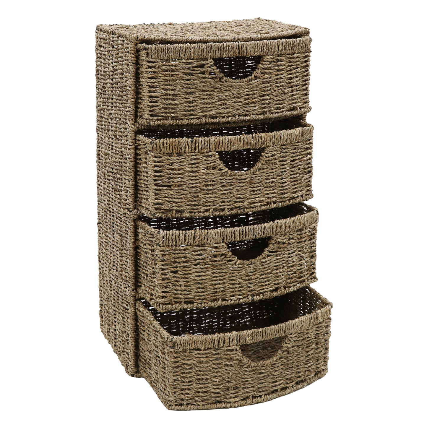 Seagrass 4 Drawer Bow Front Storage Tower