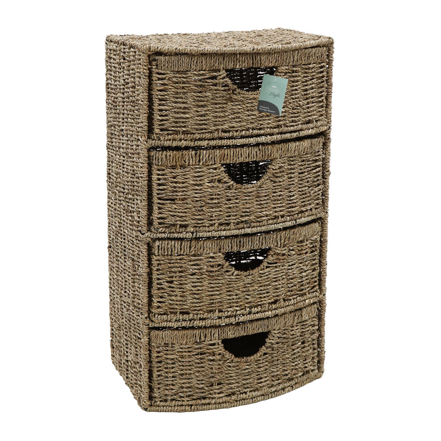 Seagrass 4 Drawer Bow Front Storage Tower