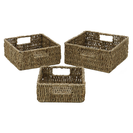 Seagrass Set Of 3 Square Storage Baskets