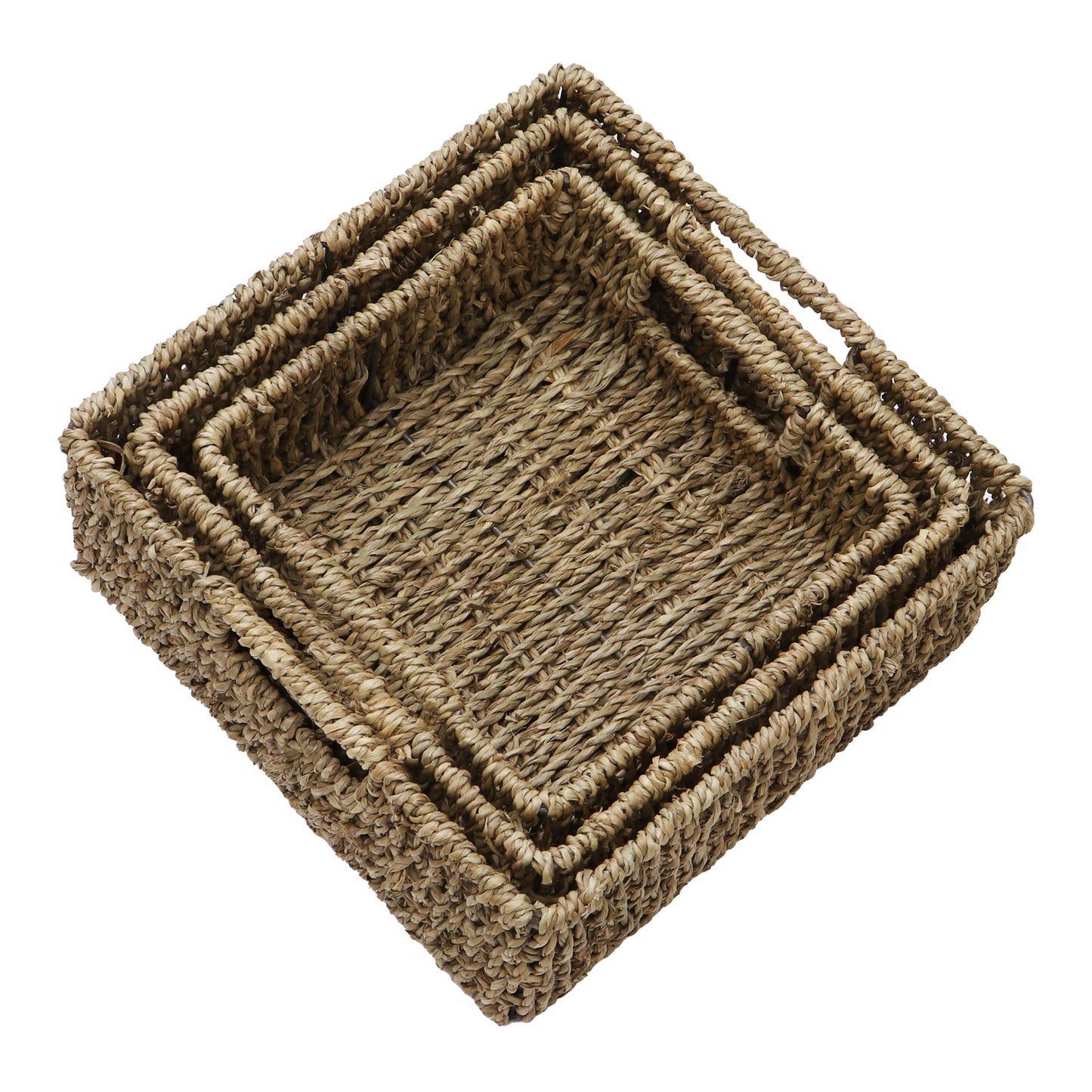 Seagrass Set Of 3 Square Storage Baskets