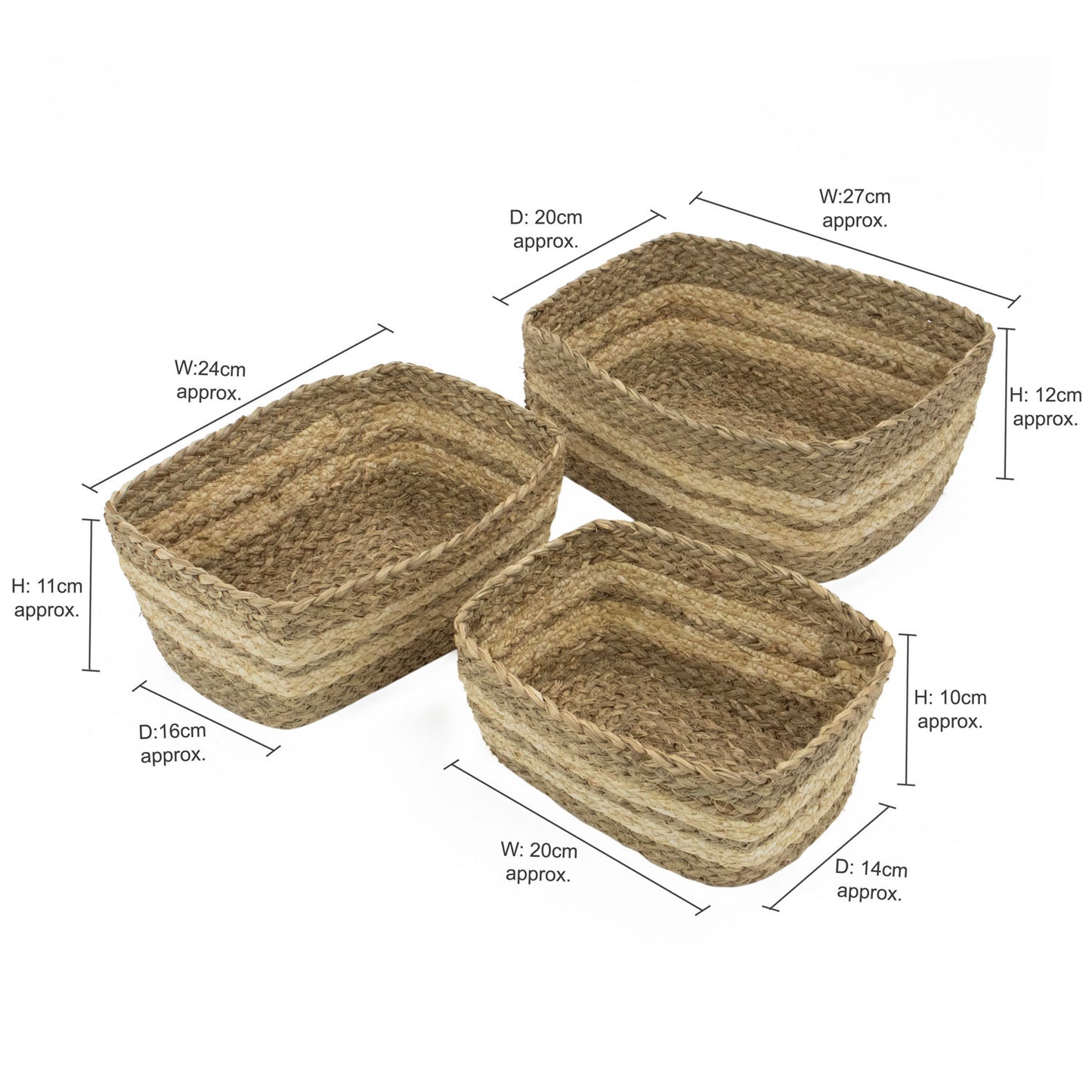 Palma Natural Set of 3 Natural Storage Baskets