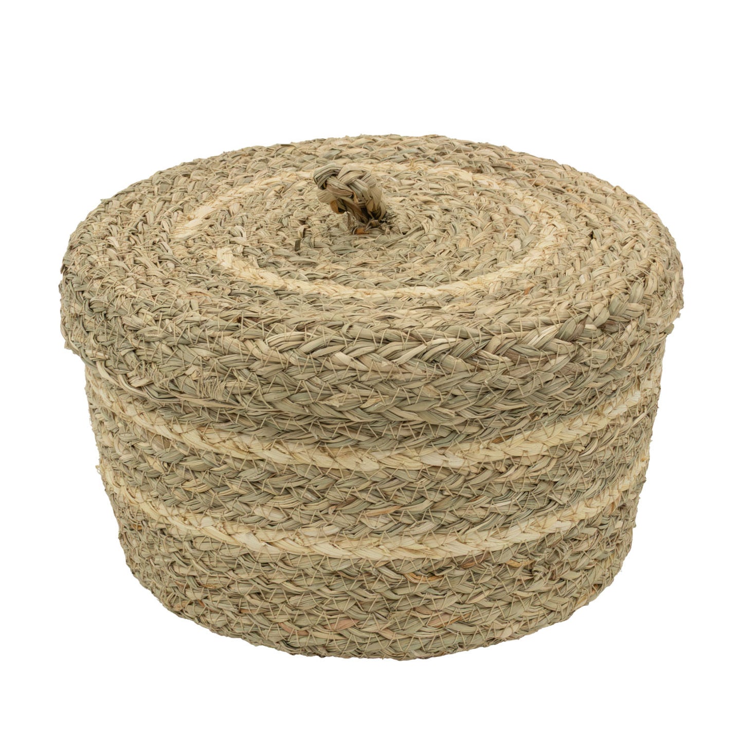 Palma Natural Set of 2 Round Storage Baskets with Lids