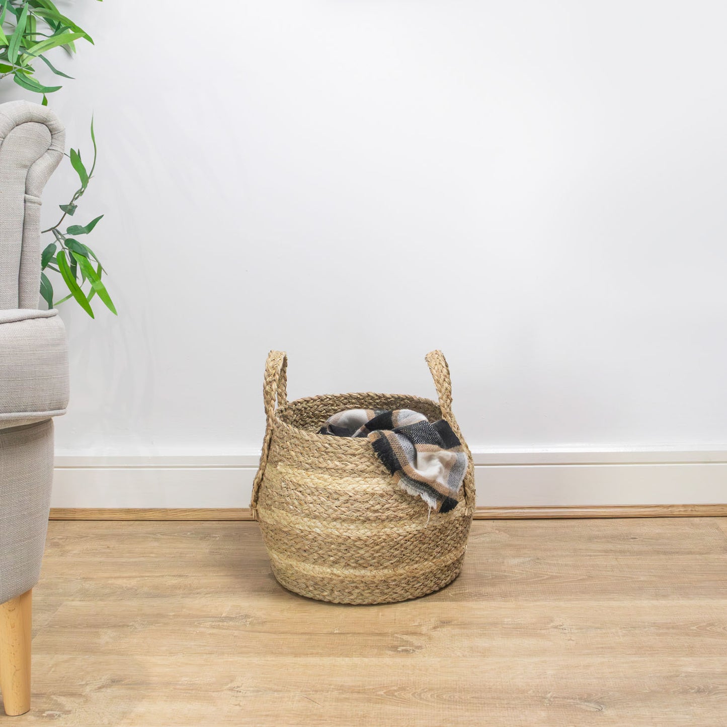 Palma Natural Belly Storage Basket with Handles