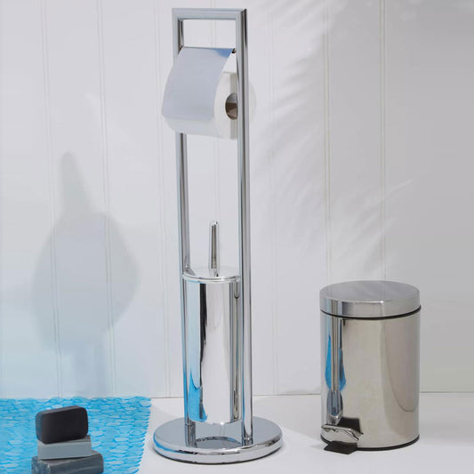 Chrome Toilet Brush And Roll Large Holder