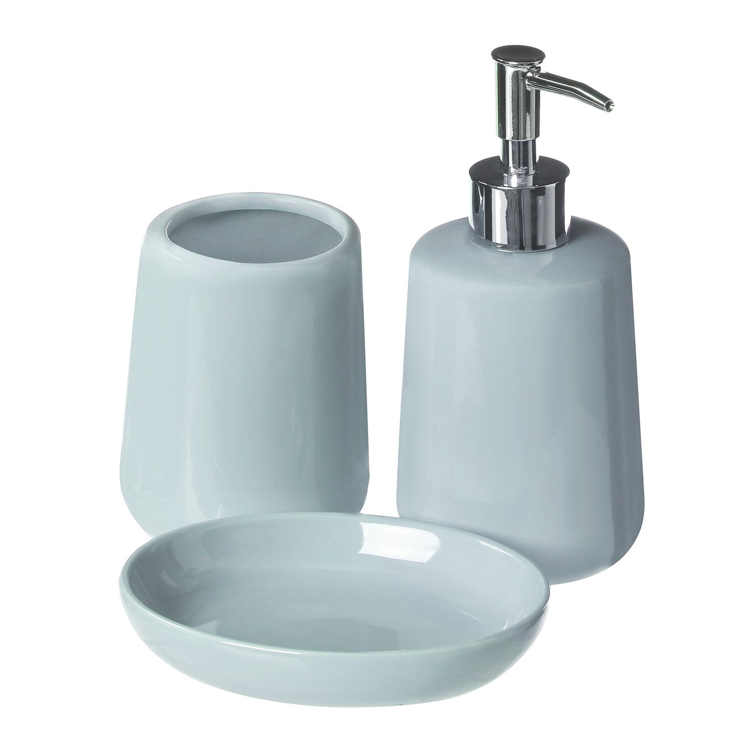 Moon Pale Blue 3 Piece Ceramic Bathroom Set