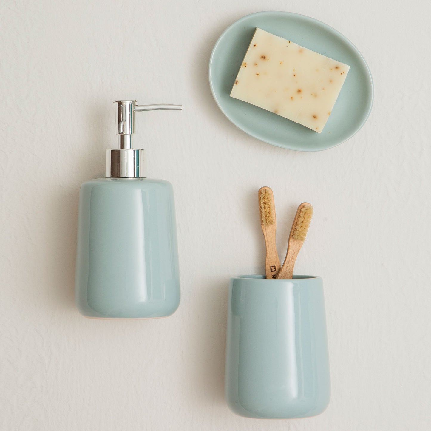 Moon Pale Blue 3 Piece Ceramic Bathroom Set