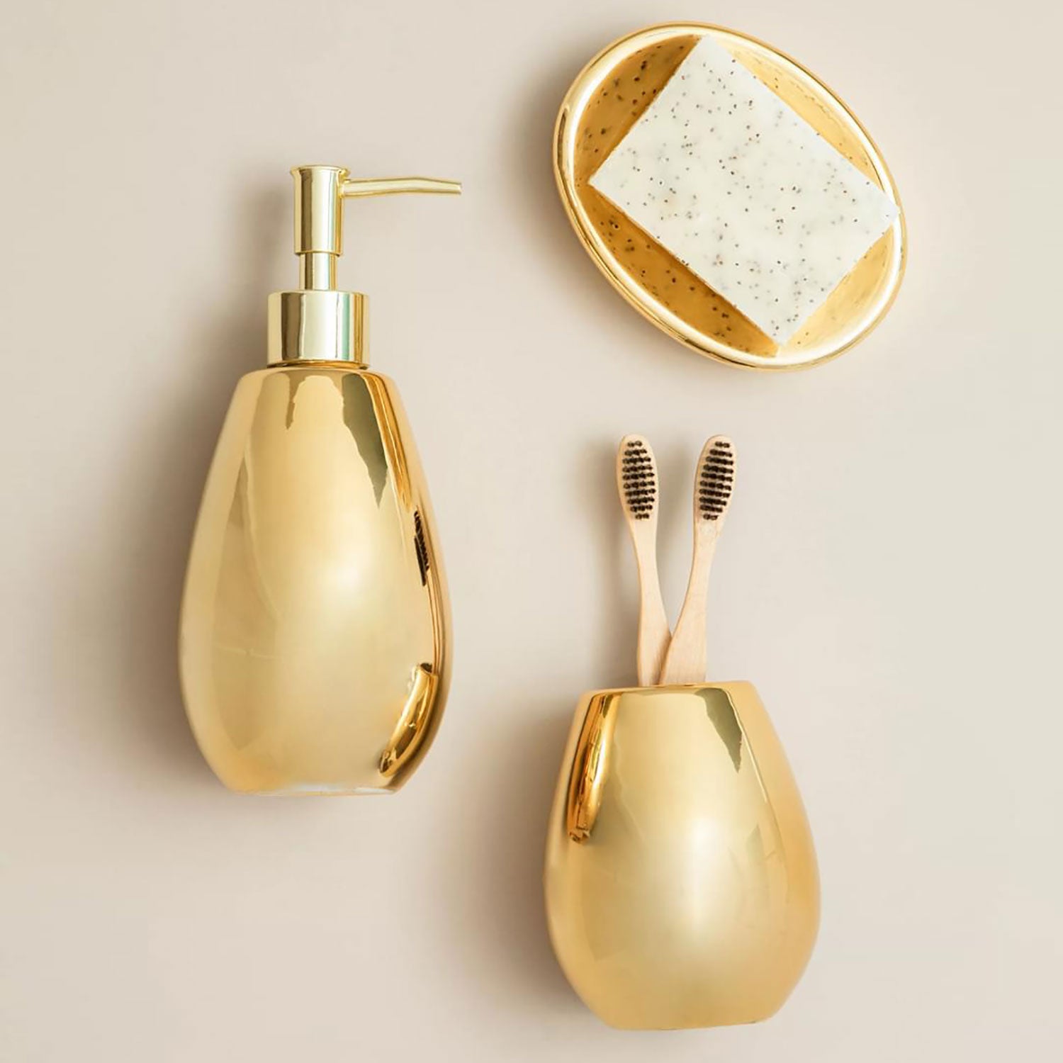 Magpie Dolomite Gold 3 Piece Bathroom Set – Julian Charles Home