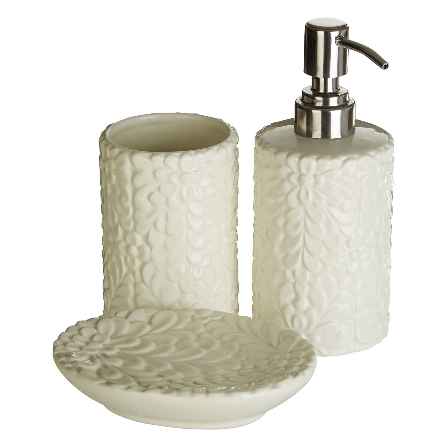 Magnolia Embossed 3 Piece Bathroom Set