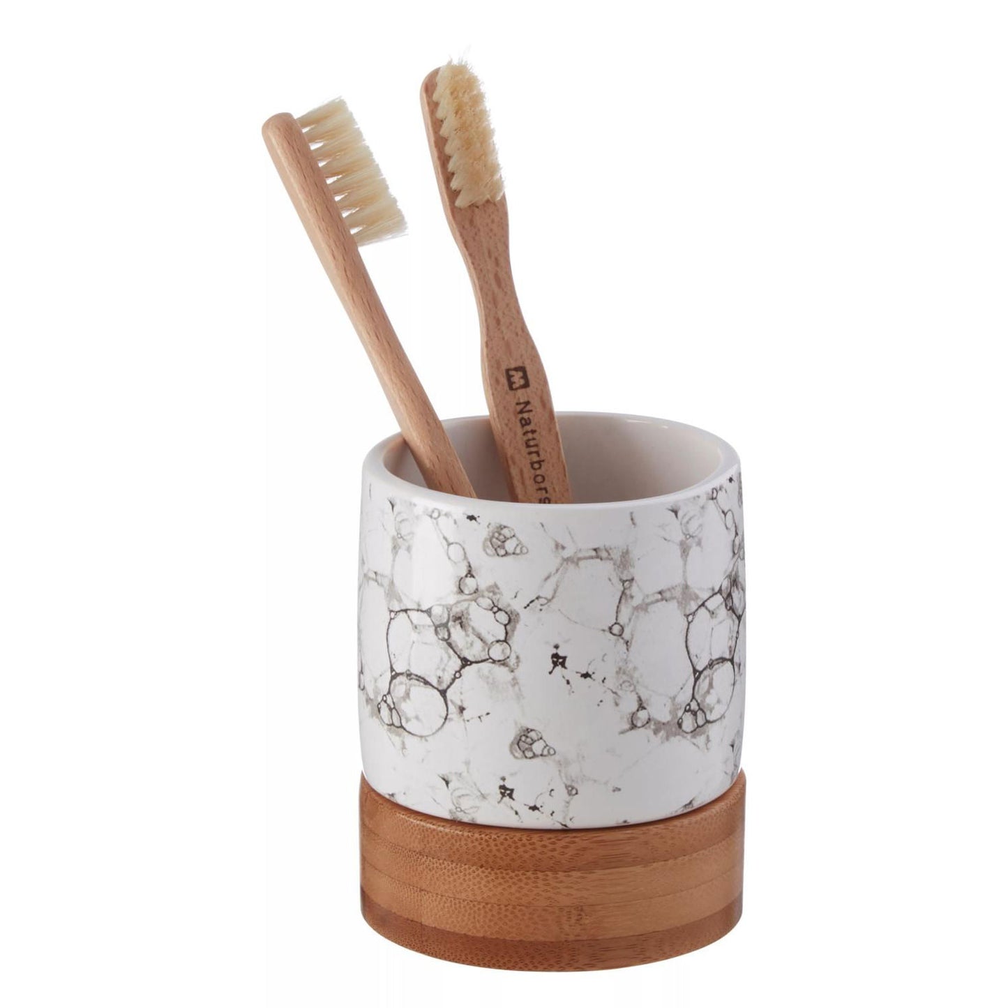 3 Piece Bubble Print Bamboo Base Bathroom Set