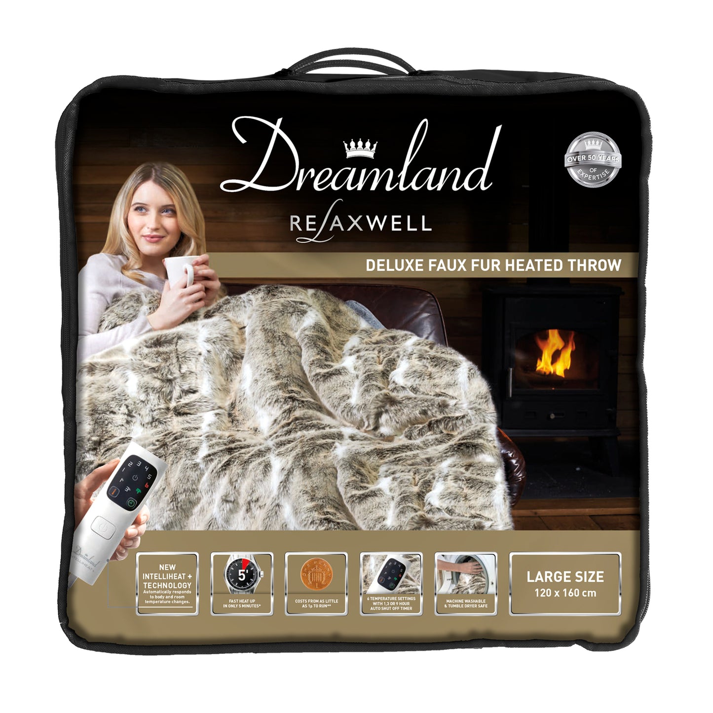 Dreamland Intelliheat Alaskan Husky Faux Fur Throw – Julian Charles Home