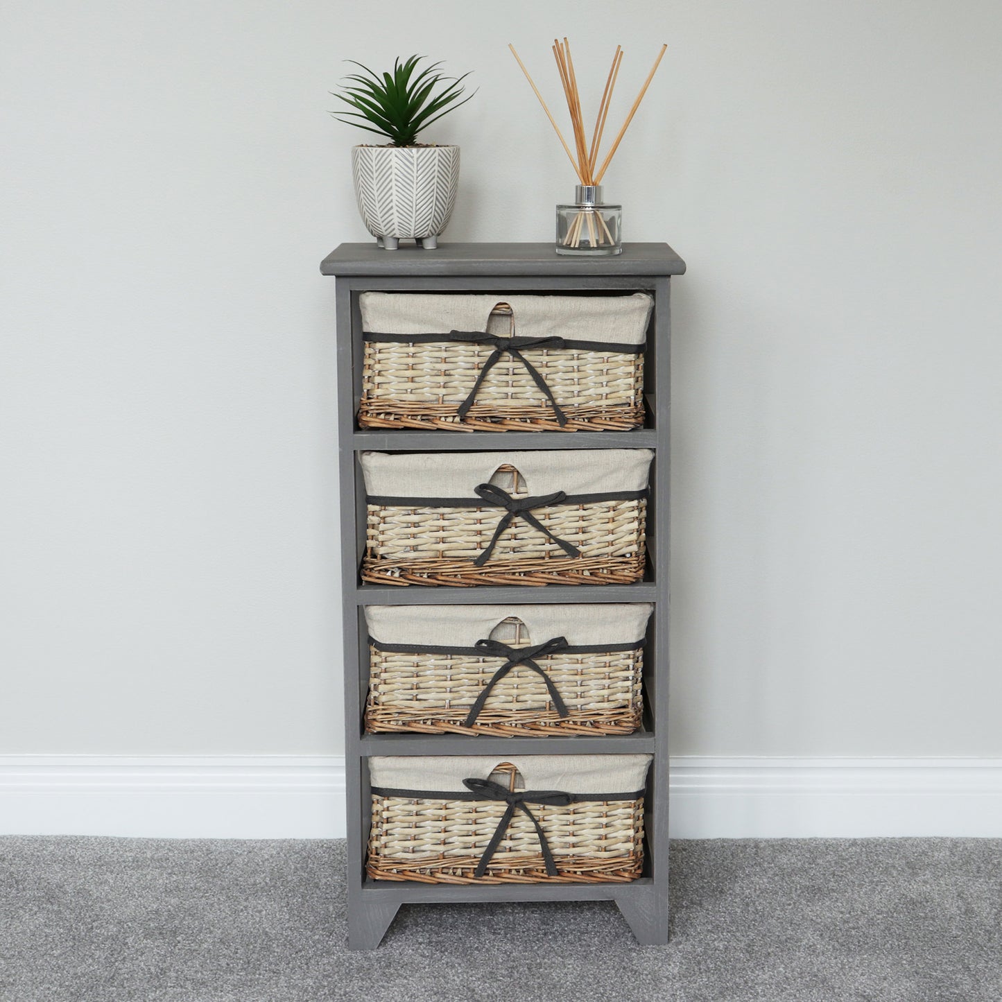 Sherborne Grey Willow 4 Drawer Tall Storage Unit