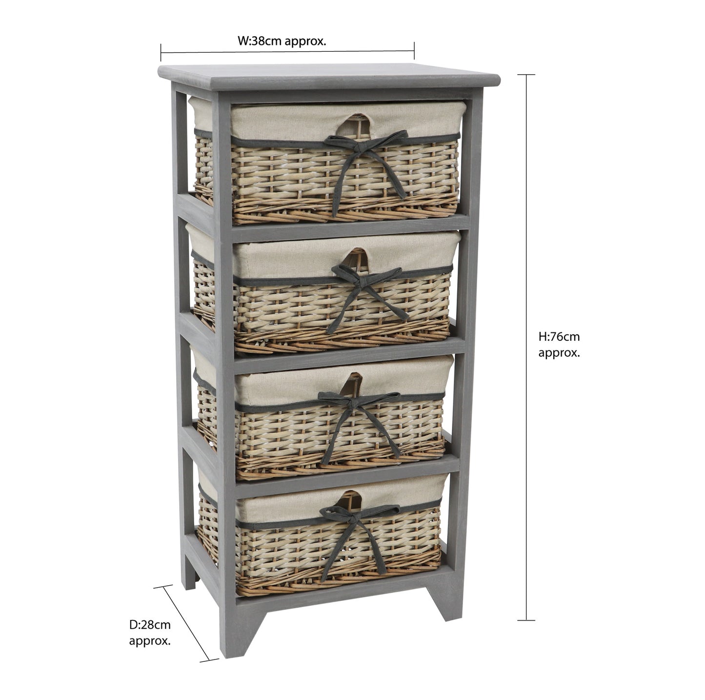 Sherborne Grey Willow 4 Drawer Tall Storage Unit