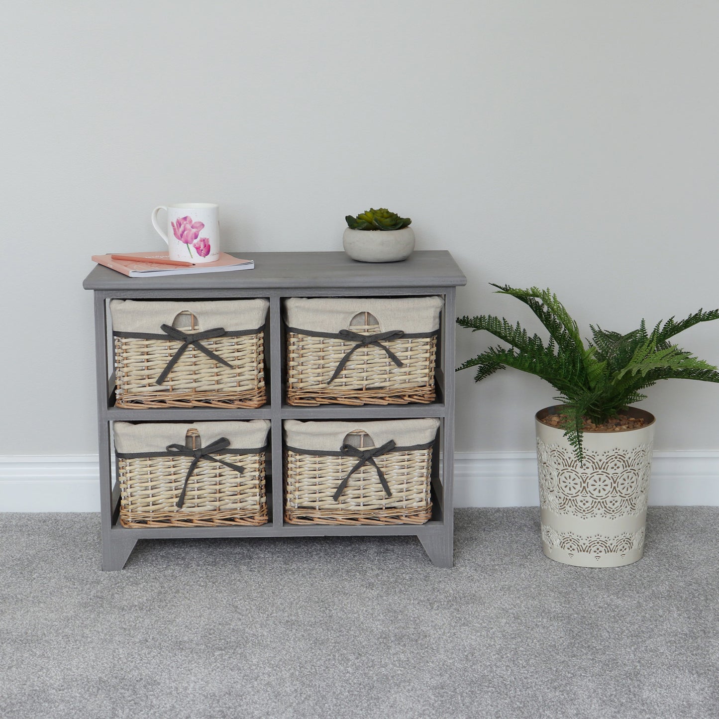 Sherborne Grey Willow 2x2 Drawer Wide Storage Unit