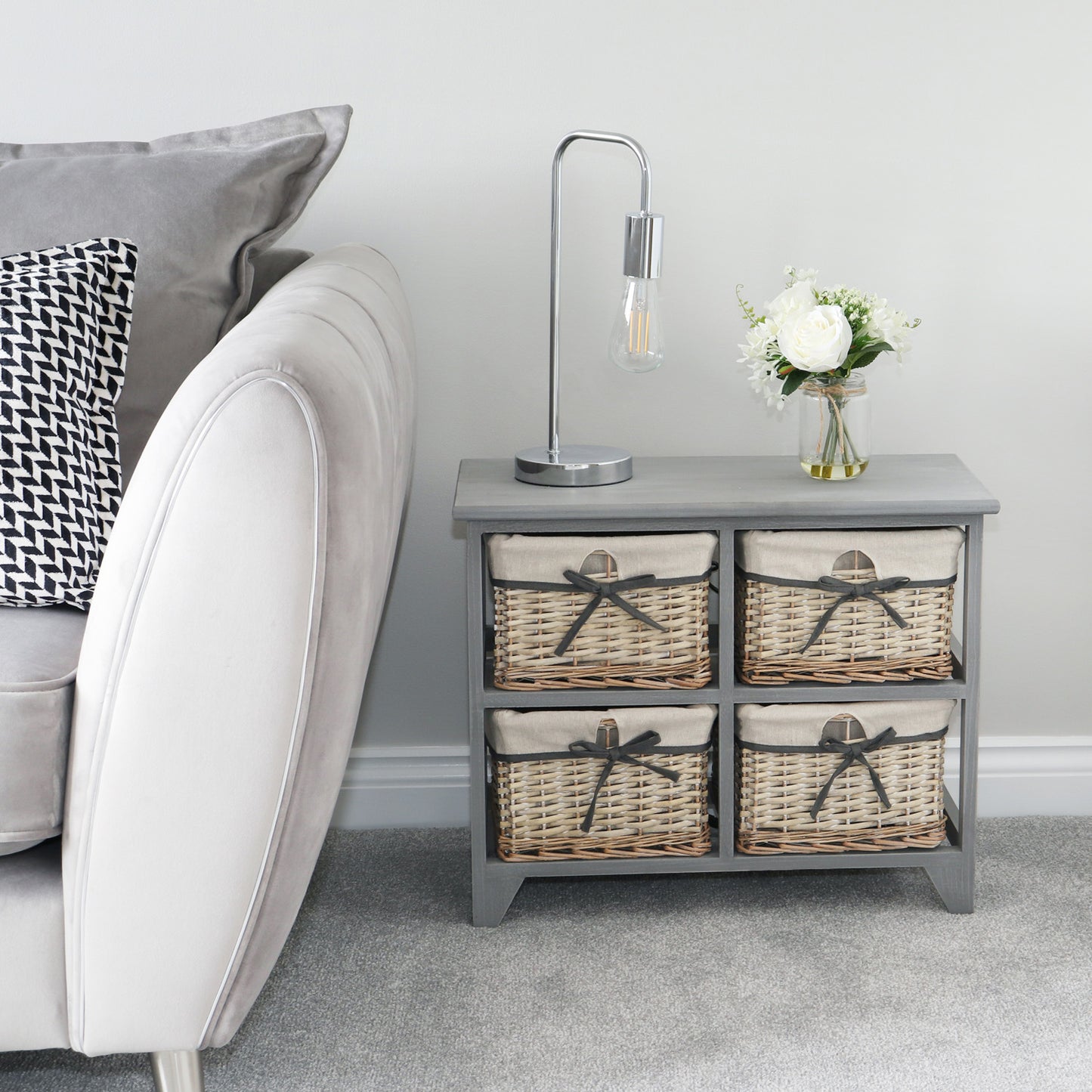 Sherborne Grey Willow 2x2 Drawer Wide Storage Unit