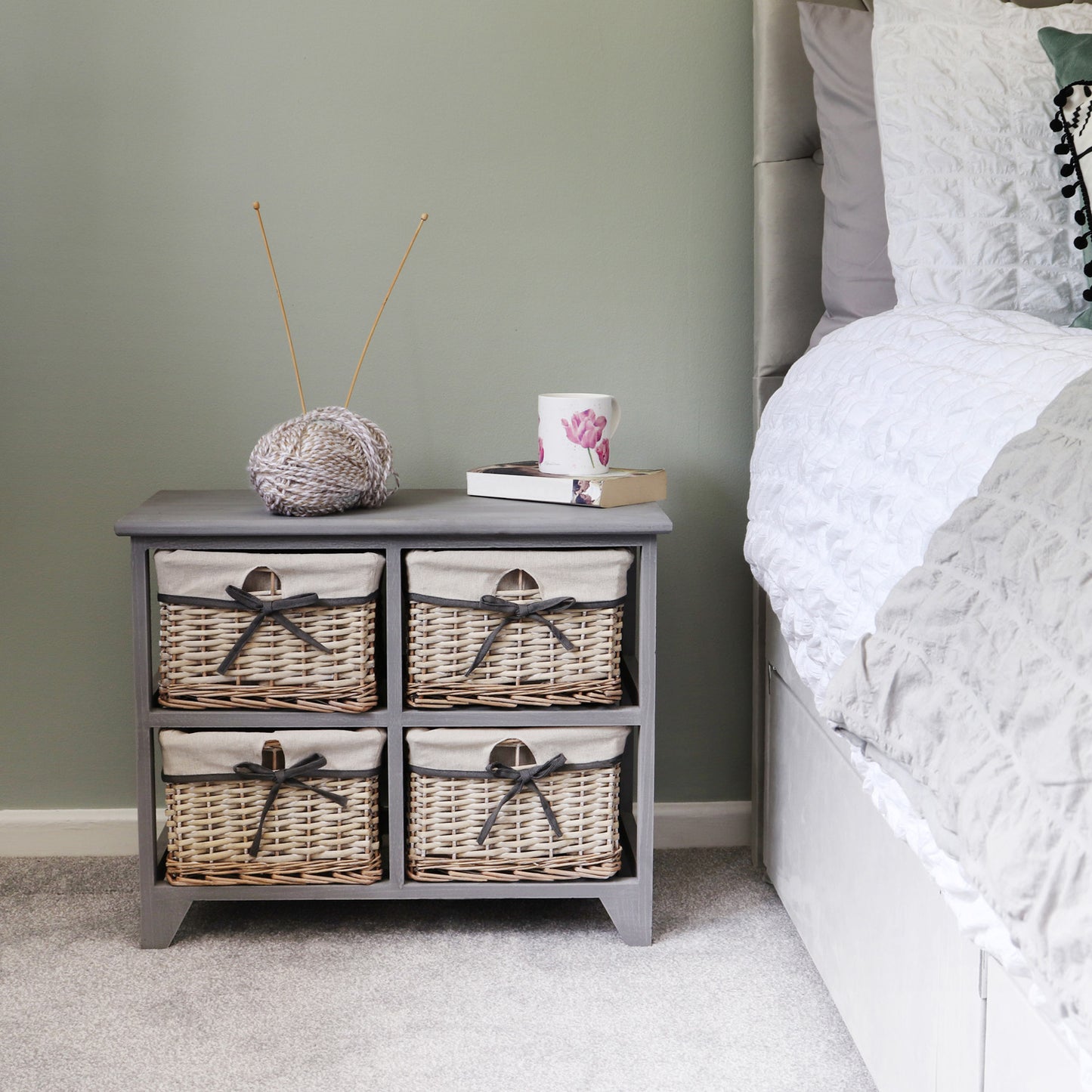 Sherborne Grey Willow 2x2 Drawer Wide Storage Unit