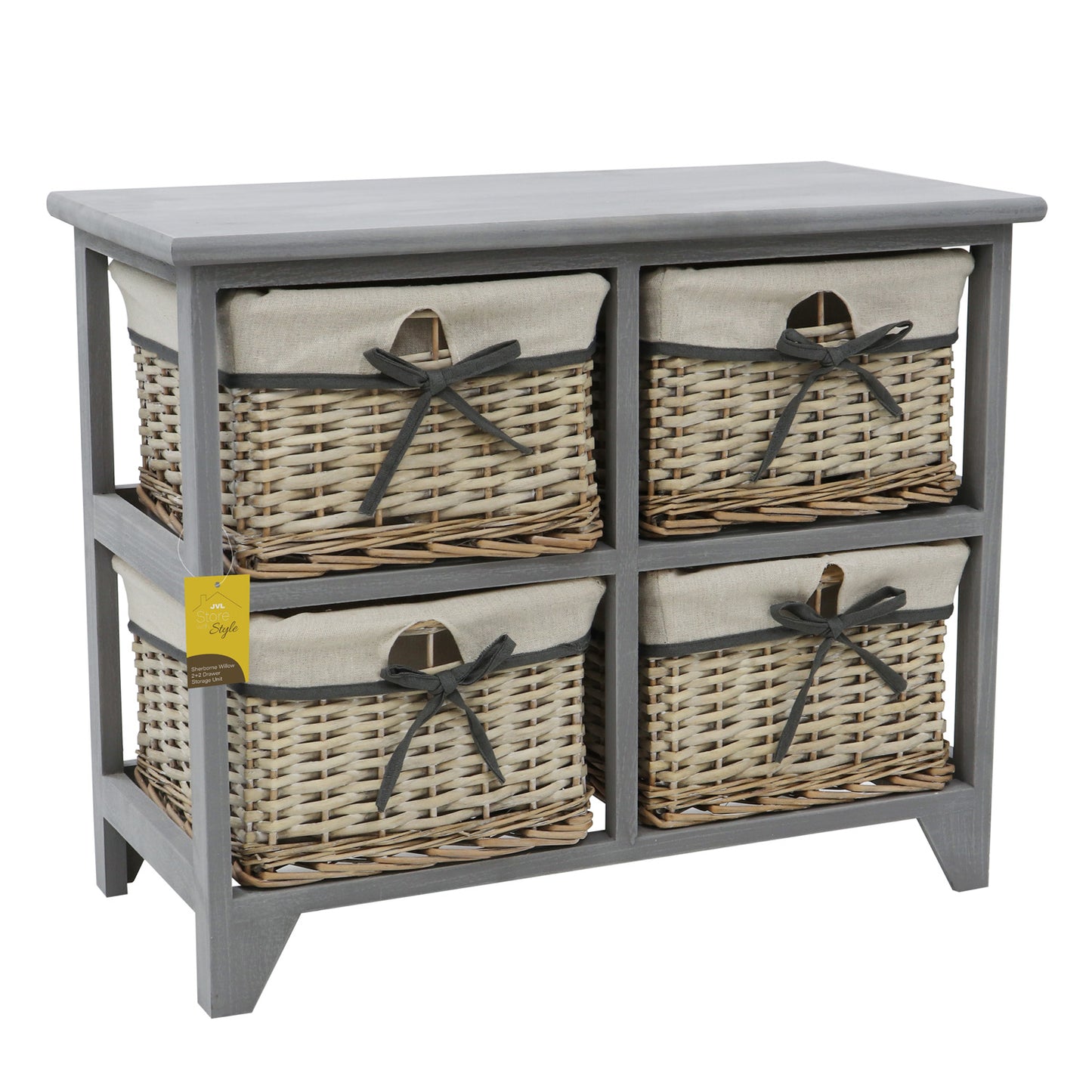 Sherborne Grey Willow 2x2 Drawer Wide Storage Unit