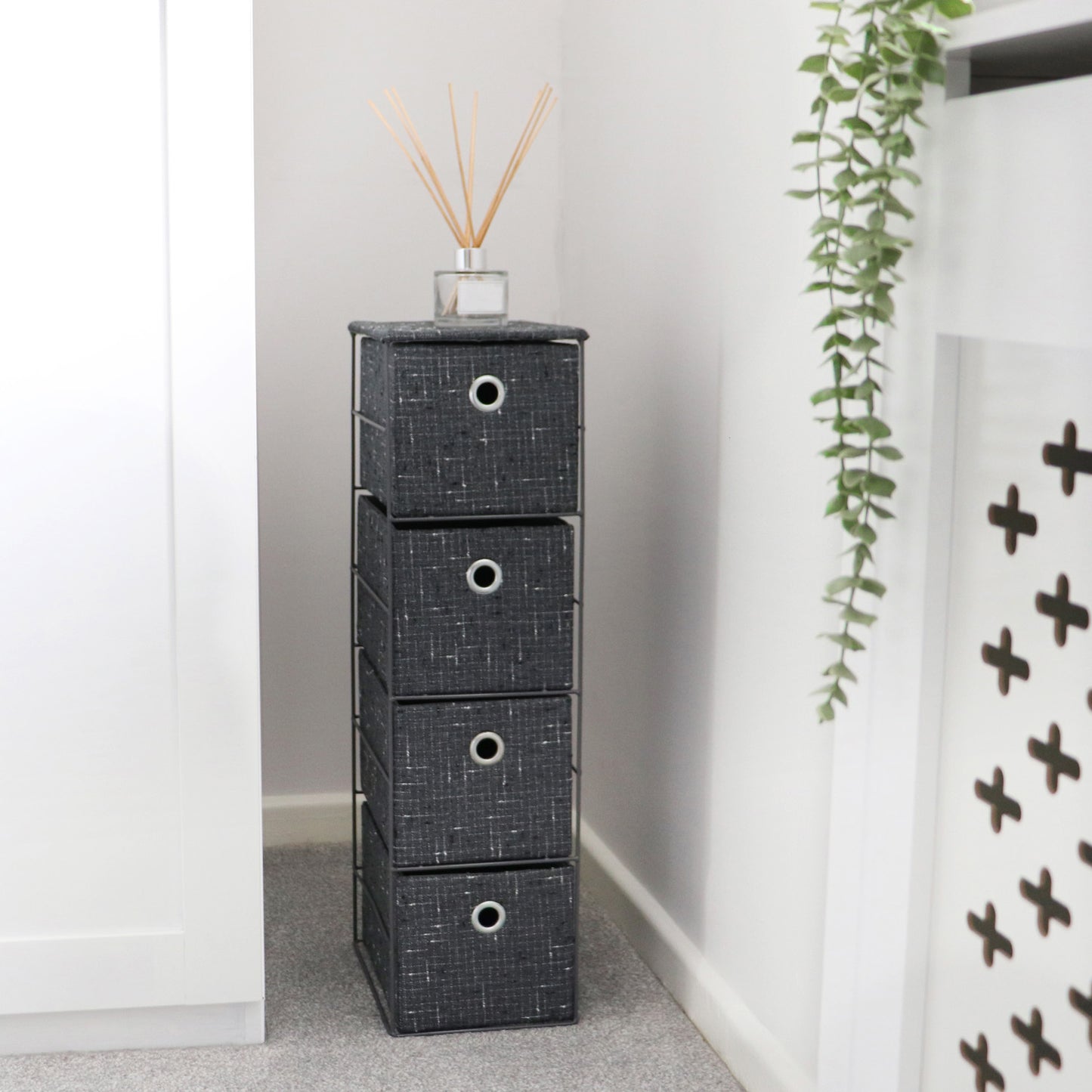 Shadow 4 Drawer Narrow Fabric Storage Tower