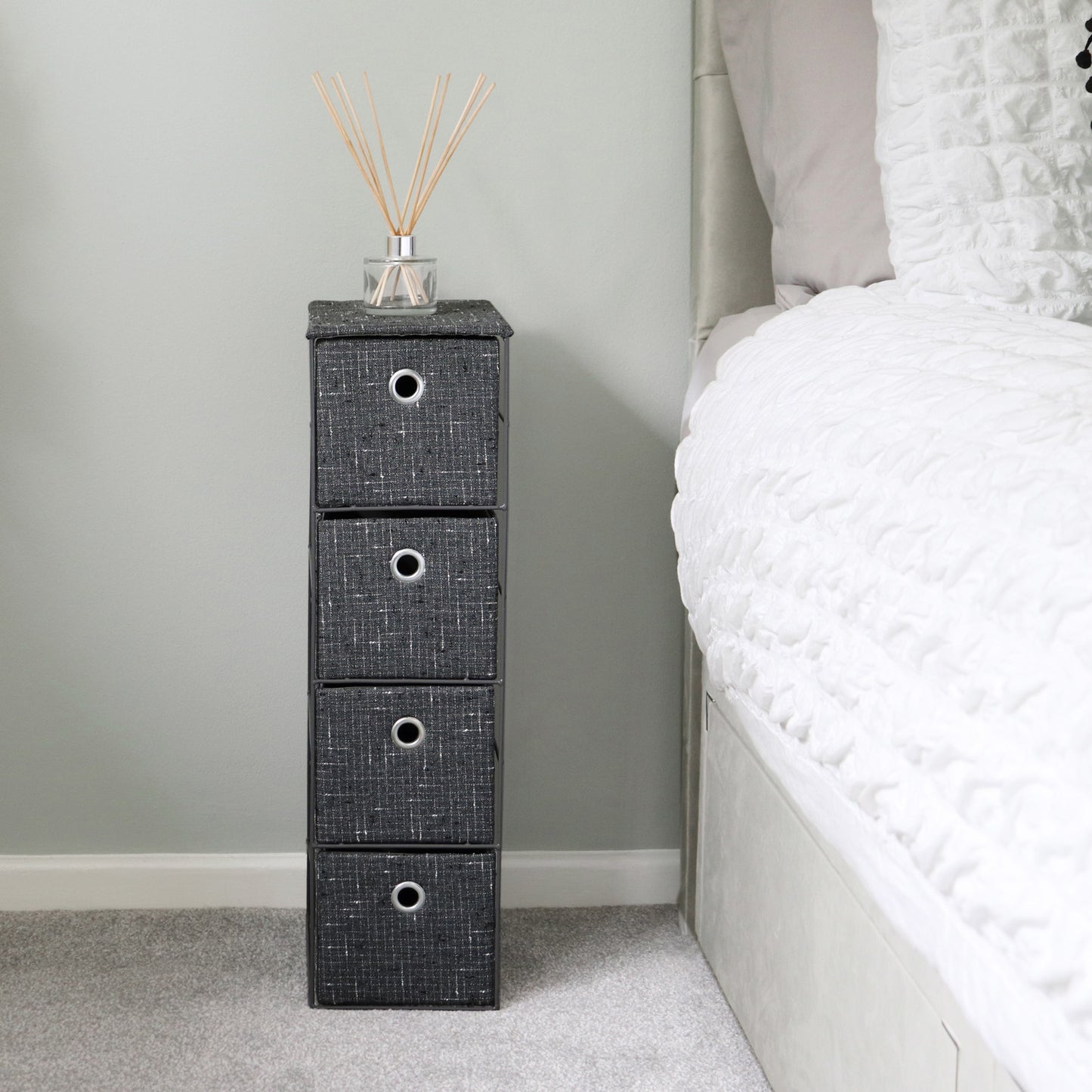 Shadow 4 Drawer Narrow Fabric Storage Tower