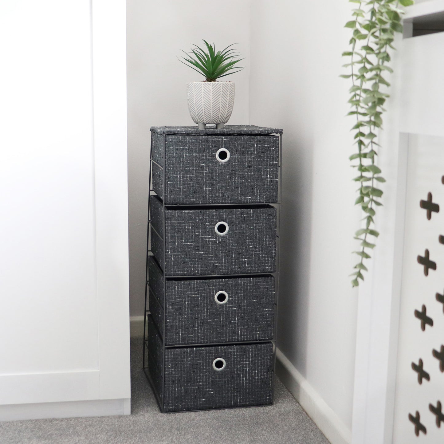 Shadow 4 Drawer Wide Fabric Storage Tower