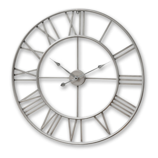 Large Silver Skeleton Wall Clock