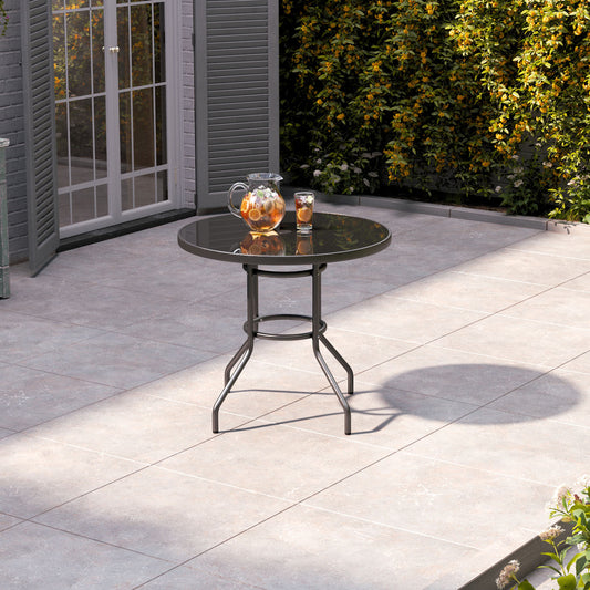 2 Seater Round Garden Bistro Table Black with Parasol Hole