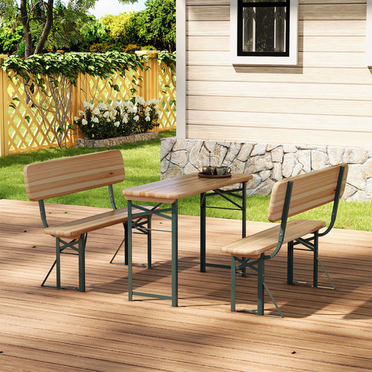 4 Seater Rustic Wooden Outdoor Table and Bench Set