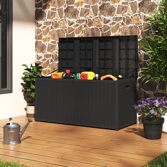Black Outdoor 430L PP Garden Storage Box