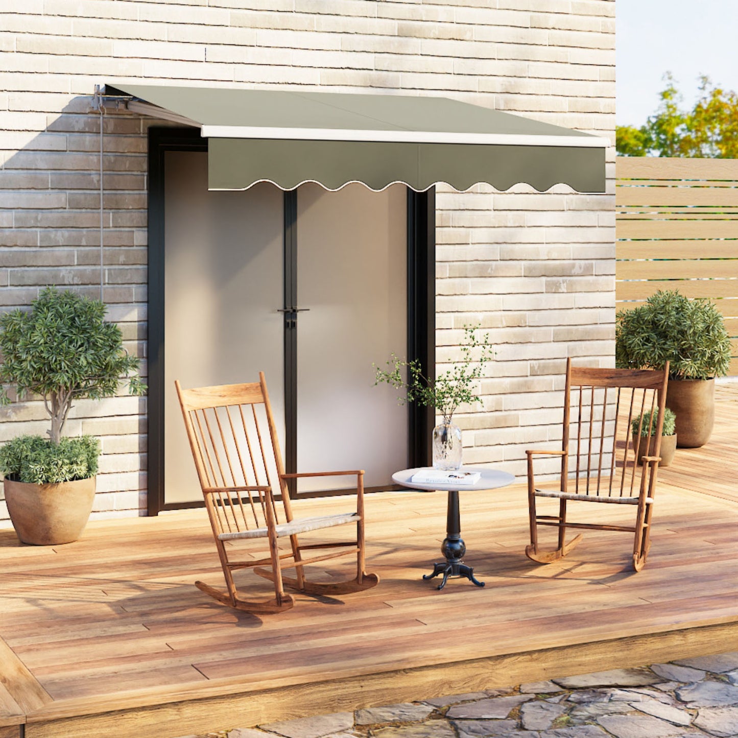 Retractable Grey Manual Patio Awning 2.5 x 2m