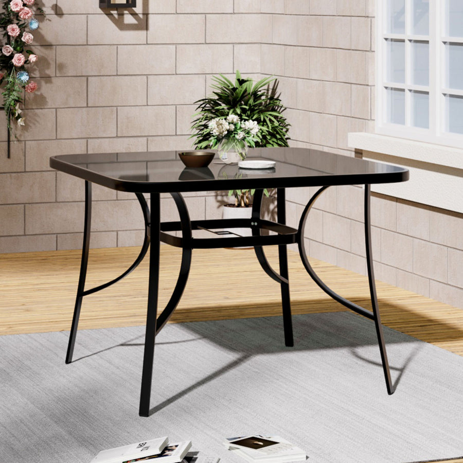 4 Seater Square Glass Garden Dining Table